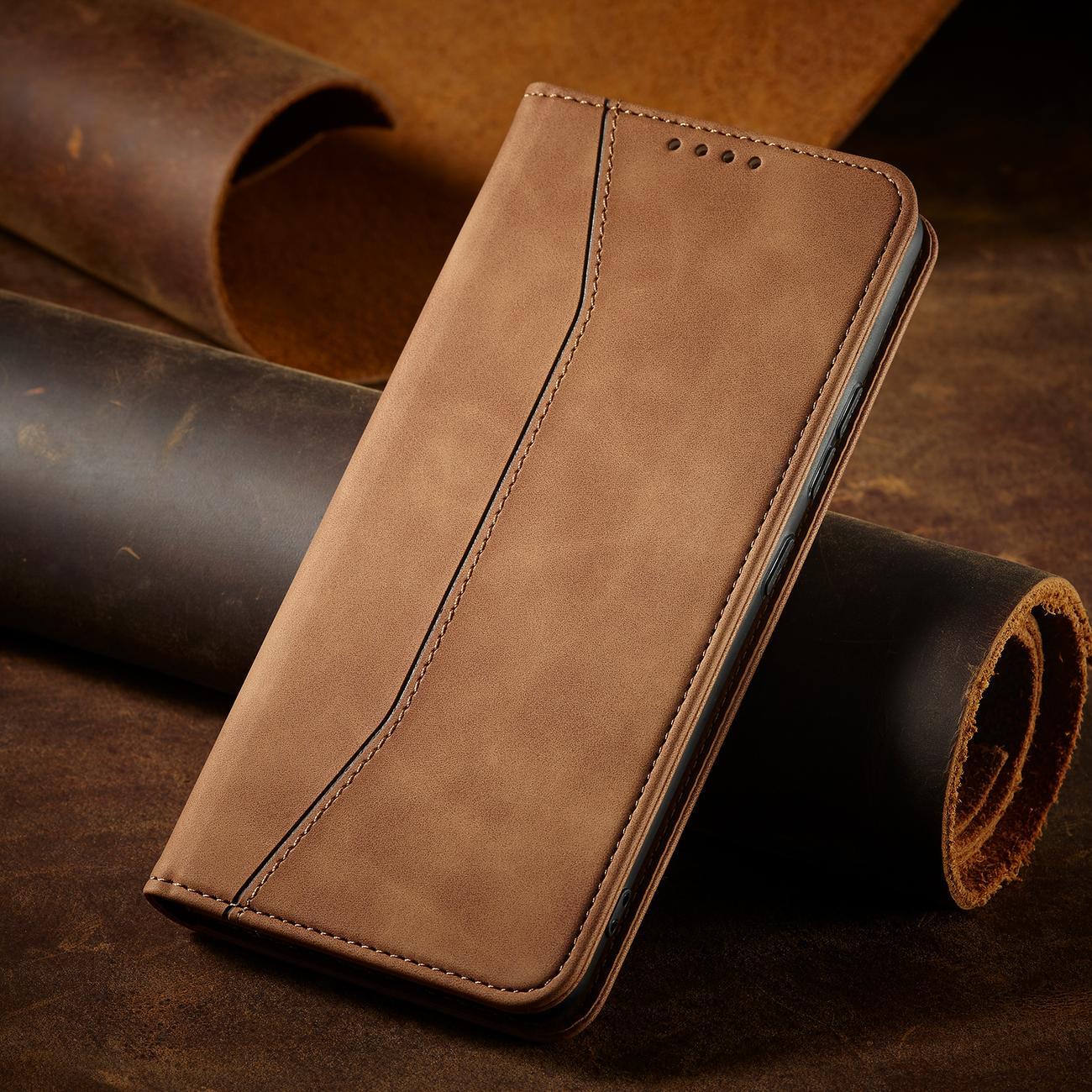 Magnet Fancy Case dėklas Samsung Galaxy S23+ – rudas