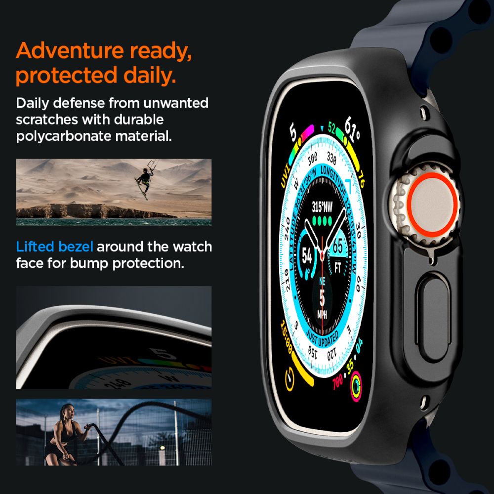 Spigen Thin Fit dėklas Apple Watch Ultra (49mm) - Juodas -- Apple Watch Ultra