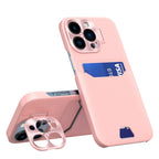 Odinės imitacijos dėklas Galaxy S23+ su stovu – rožinis