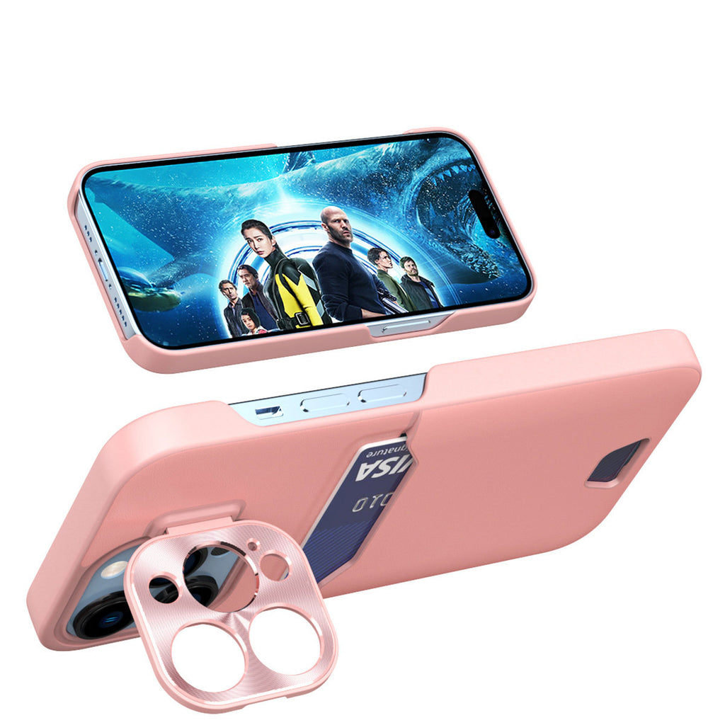 Odinės imitacijos dėklas Galaxy S23+ su stovu – rožinis