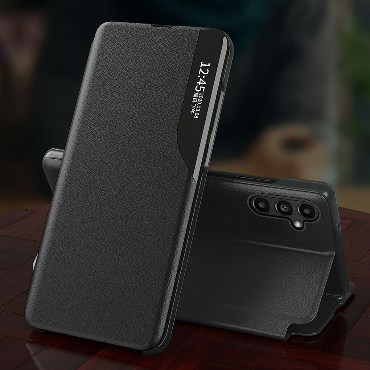 Eco Leather View Case dėklas Samsung Galaxy S23+ – raudonas