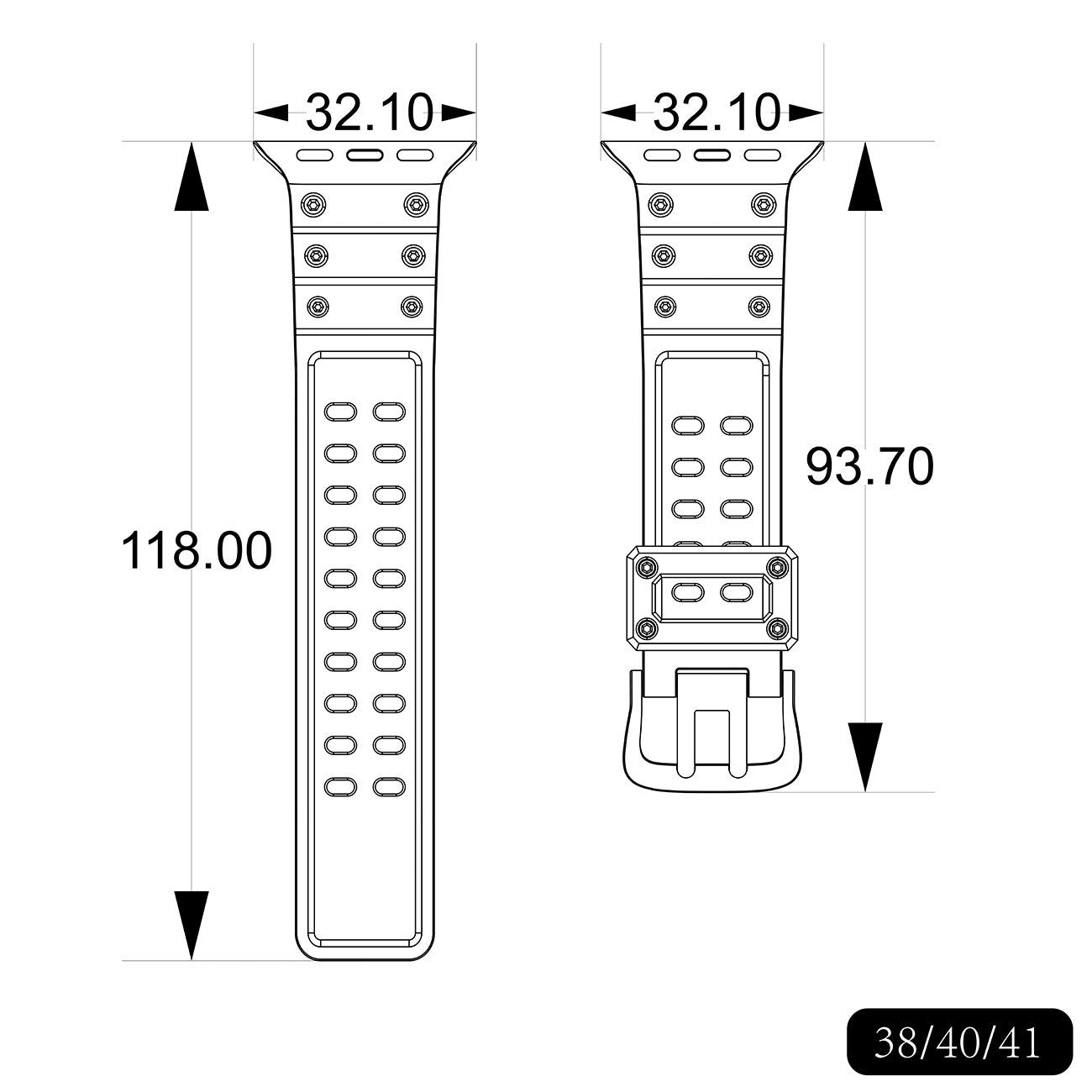Strap Triple Protection dirželis Apple Watch 38 / 40 / 41 mm - juodas -- Apple Watch