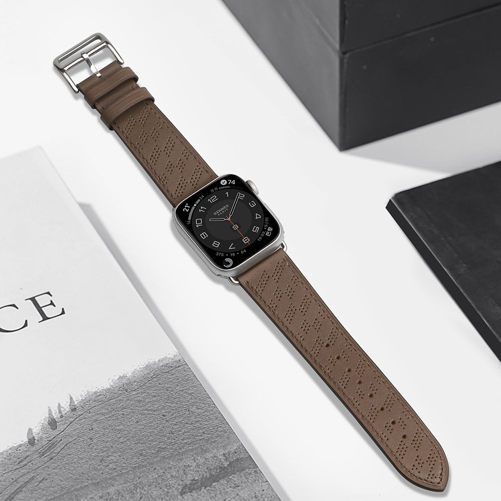 Strap Leather dirželis Apple Watch 38 / 40 / 41 mm - tamsiai rudas -- Apple Watch