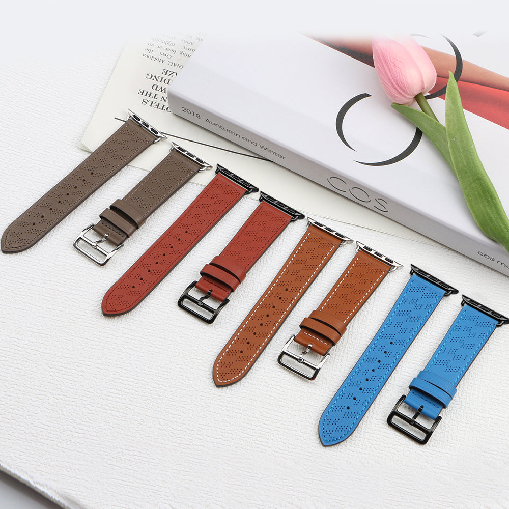 Strap Leather dirželis Apple Watch 38 / 40 / 41 mm - tamsiai rudas -- Apple Watch