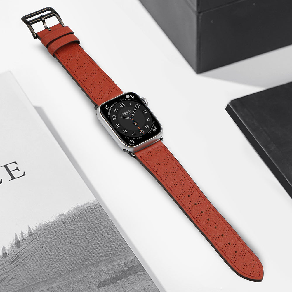 Strap Leather dirželis Apple Watch 38 / 40 / 41 mm - raudonas -- Apple Watch