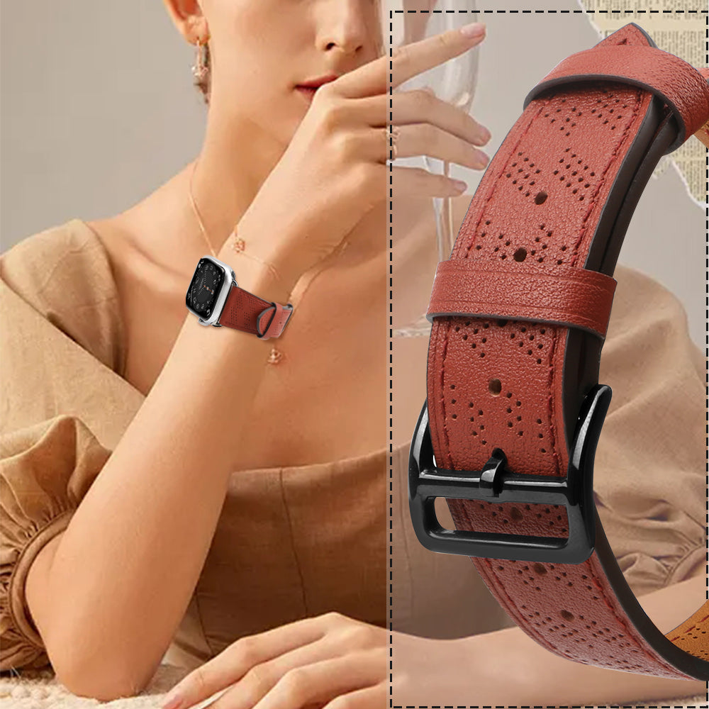 Strap Leather dirželis Apple Watch 38 / 40 / 41 mm - raudonas -- Apple Watch