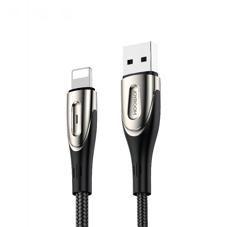 Joyroom Sharp Series S-M411 Laidas USB-A / Lightning 3A 1.2m su įkrovimo indikatoriumi - juodas