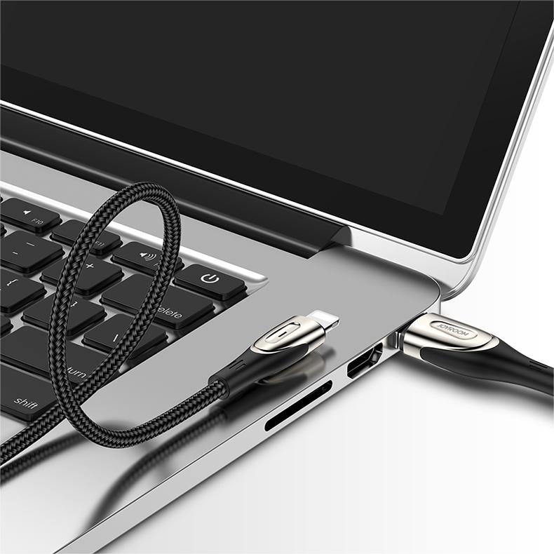 Joyroom Sharp Series S-M411 Laidas USB-A / Lightning 3A 1.2m su įkrovimo indikatoriumi - juodas