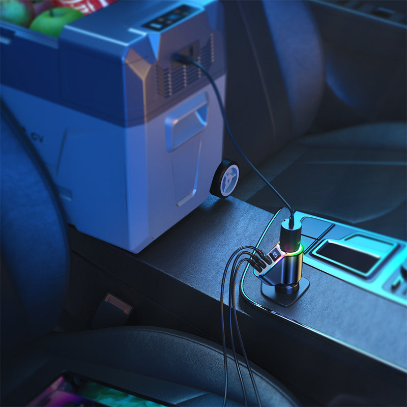 Joyroom greitas automobilinis įkroviklis 4in1 USB-A QC3.0 / 2xUSB-C PD 150W juodas (JR-CL21)