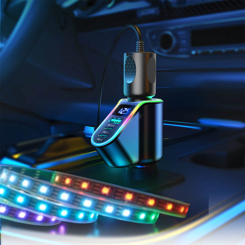 Joyroom greitas automobilinis įkroviklis 4in1 USB-A QC3.0 / 2xUSB-C PD 150W juodas (JR-CL21)