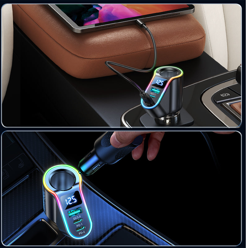 Joyroom greitas automobilinis įkroviklis 4in1 USB-A QC3.0 / 2xUSB-C PD 150W juodas (JR-CL21)