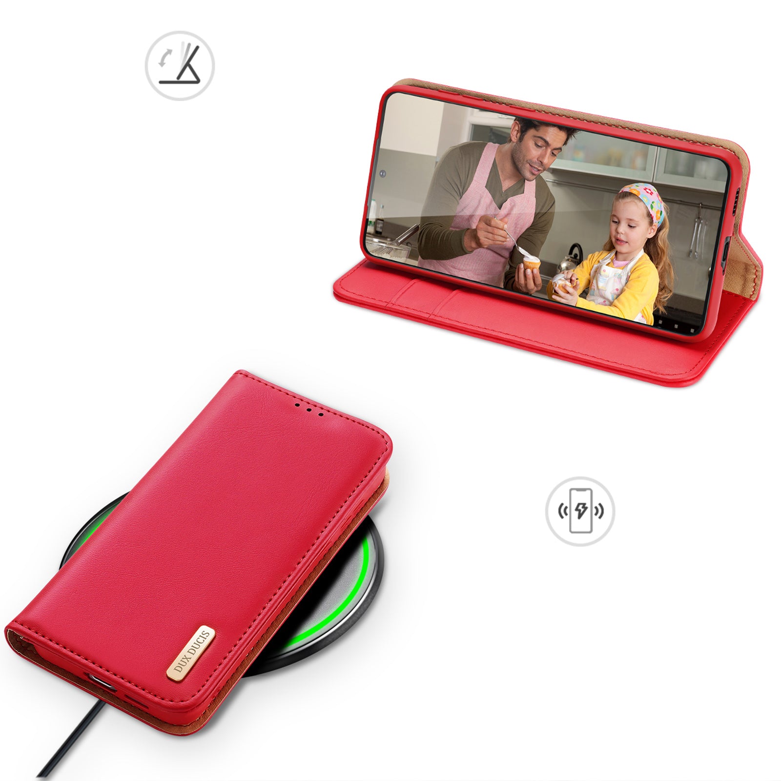 Dux Ducis Hivo atverčiamas dėklas Galaxy S23+ – raudonas