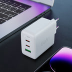 Acefast Greitas GaN įkroviklis (2xUSB-C / USB-A) PPS / PD / QC4+ 65W, juodas (A41)