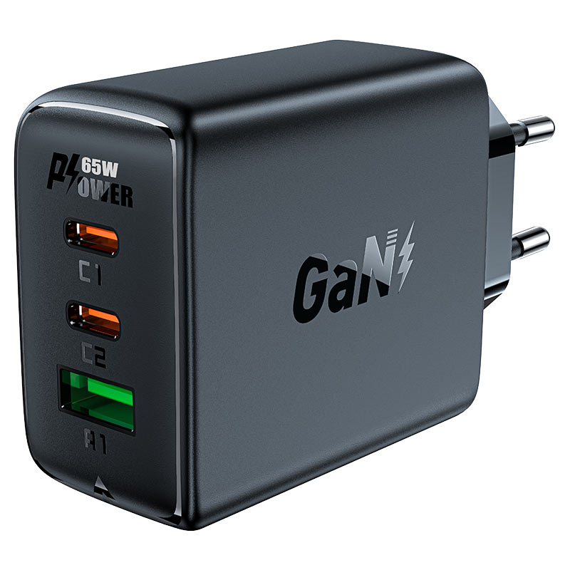 Acefast Greitas GaN įkroviklis (2x USB-C / USB-A) PPS / PD / QC4+ 65W, baltas (A41)