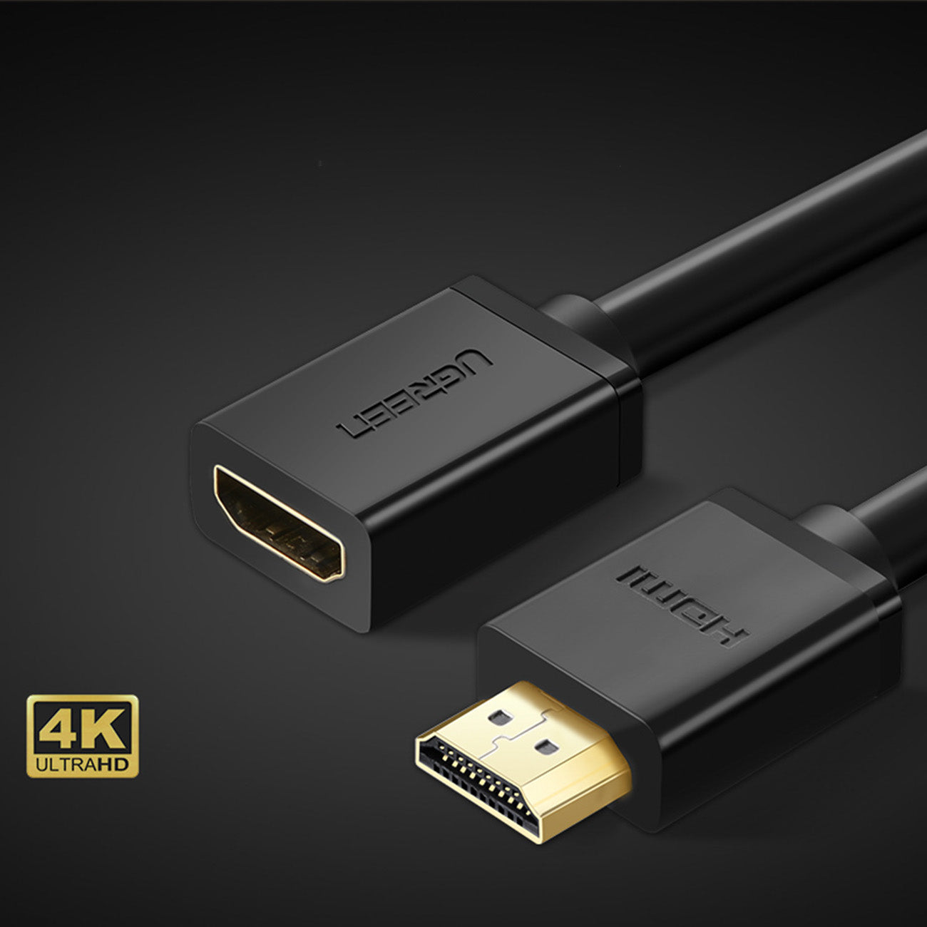 Ugreen HD107 10141 HDMI (vyriškas) - HDMI (moteriškas) 4K kabelis 1m - juodas -- Video Cables