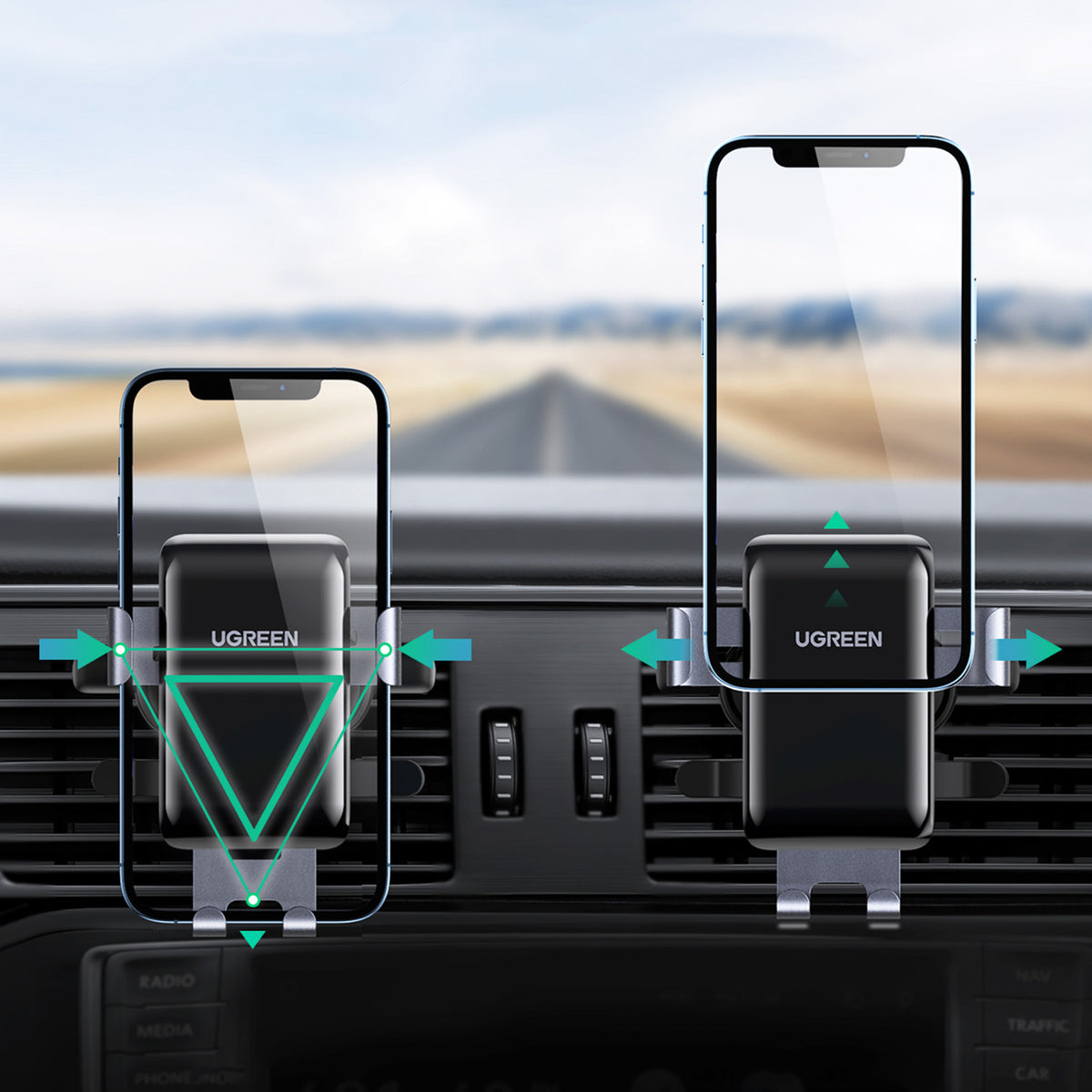 Automobilinis telefono laikiklis - Apvalus tinklelis Ugreen LP274 - Pilkas -- Cell phone holders