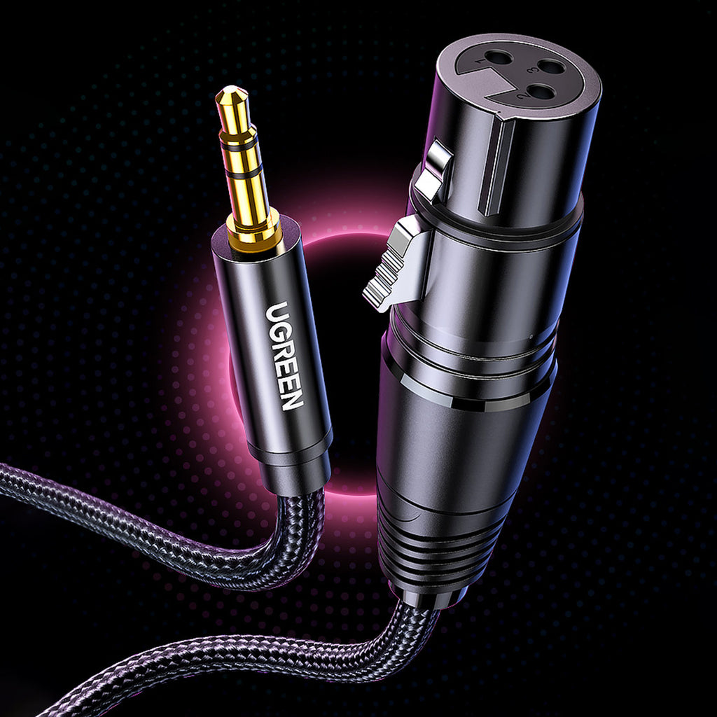 Ugreen garso kabelis 3.5mm mini jack (kištukas) - XLR (lizdas) 1m juodas (AV182) -- Audio Cables