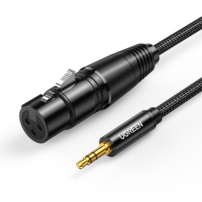 Ugreen garso kabelis 3.5mm mini jack (kištukas) - XLR (lizdas) 1m juodas (AV182) -- Audio Cables