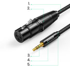 Ugreen garso kabelis 3.5mm mini jack (kištukas) - XLR (lizdas) 1m juodas (AV182) -- Audio Cables
