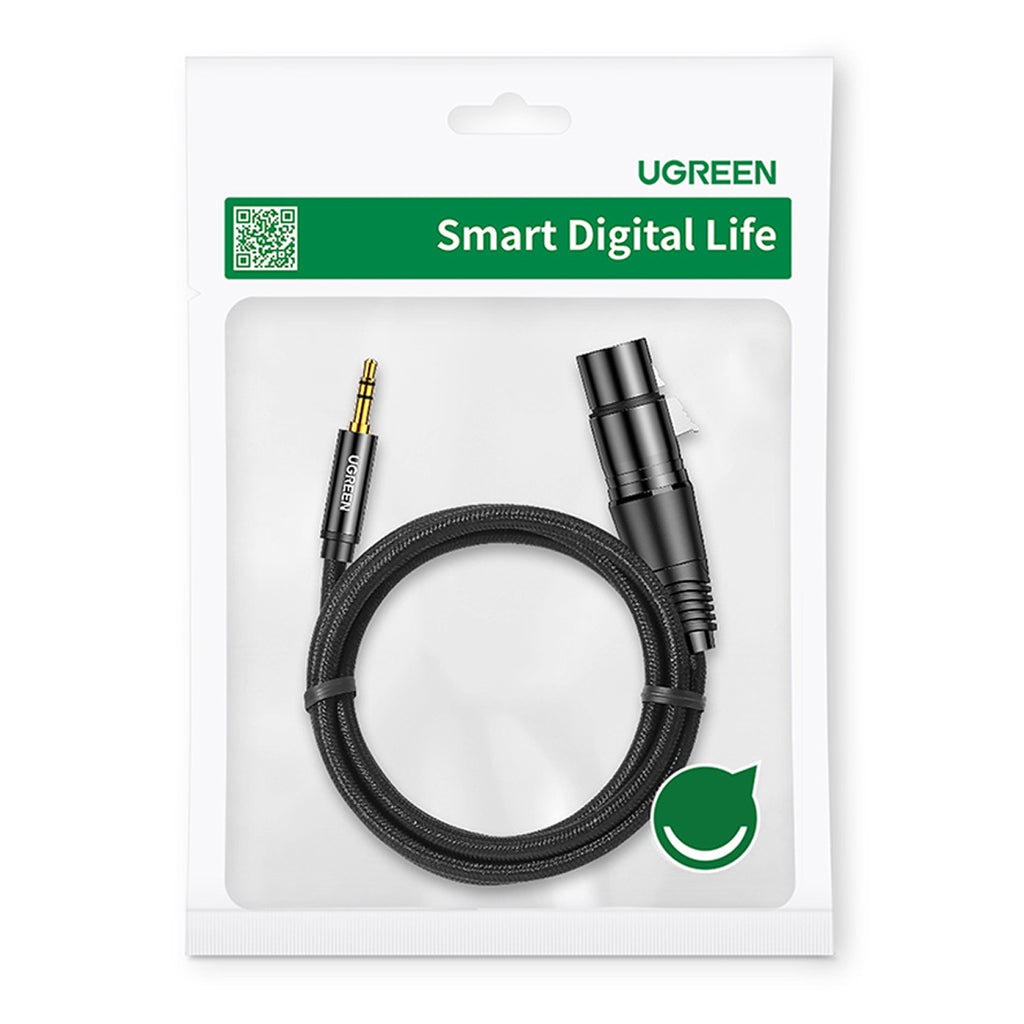 Ugreen garso kabelis 3.5mm mini jack (kištukas) - XLR (lizdas) 1m juodas (AV182) -- Audio Cables