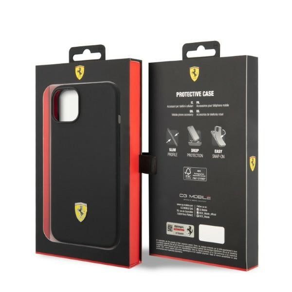 Ferrari MagSafe silikoninis dėklas iPhone 14 Plus – juodas