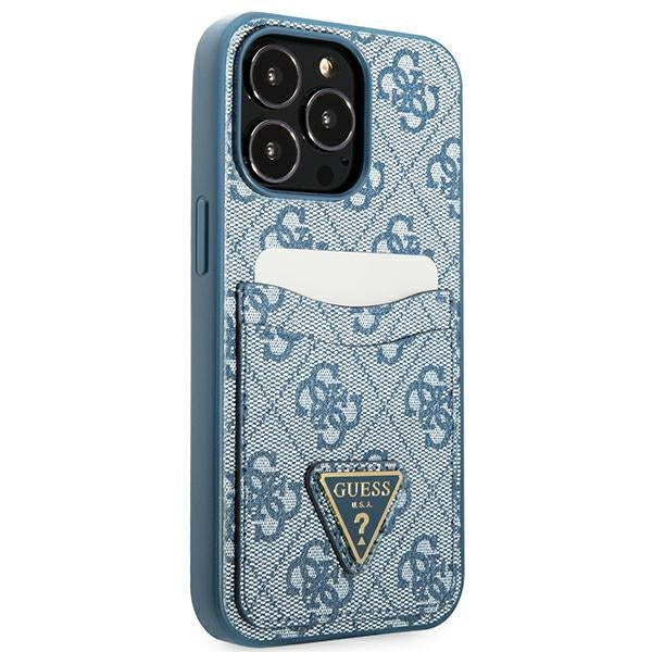 Guess 4G dėklas su kortelių kišene iPhone 13 Pro/13 – mėlynas