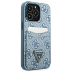 Guess 4G dėklas su kortelių kišene iPhone 13 Pro/13 – mėlynas