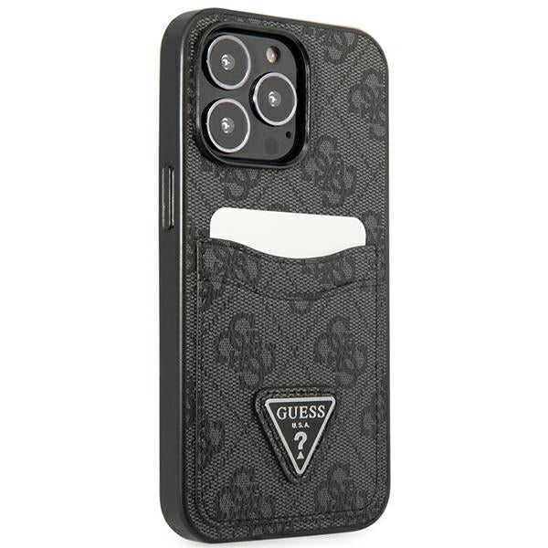 Guess dėklas iPhone 13/13 Pro 6,1 – juodas, su kišenėmis
