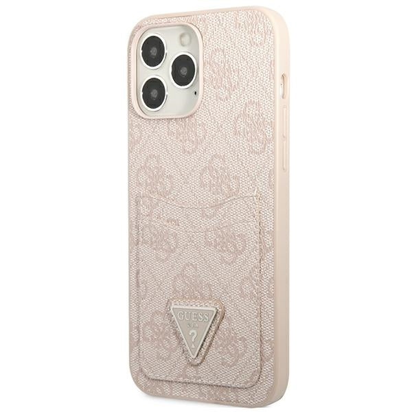 Guess 4G dėklas iPhone 13 Pro / 13 – rožinis, su kortelėmis