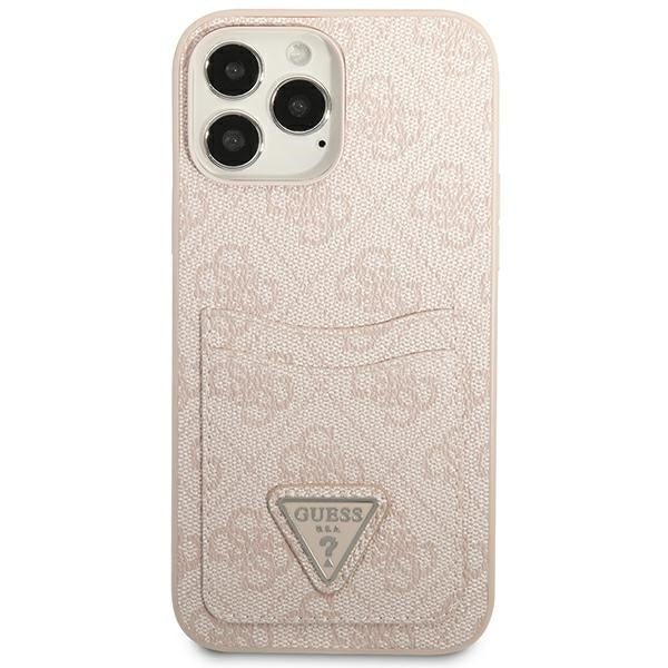 Guess 4G dėklas iPhone 13 Pro / 13 – rožinis, su kortelėmis