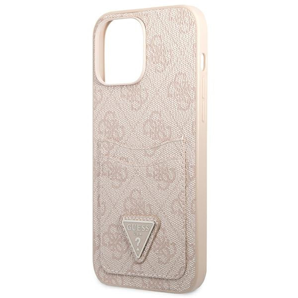 Guess 4G dėklas iPhone 13 Pro / 13 – rožinis, su kortelėmis