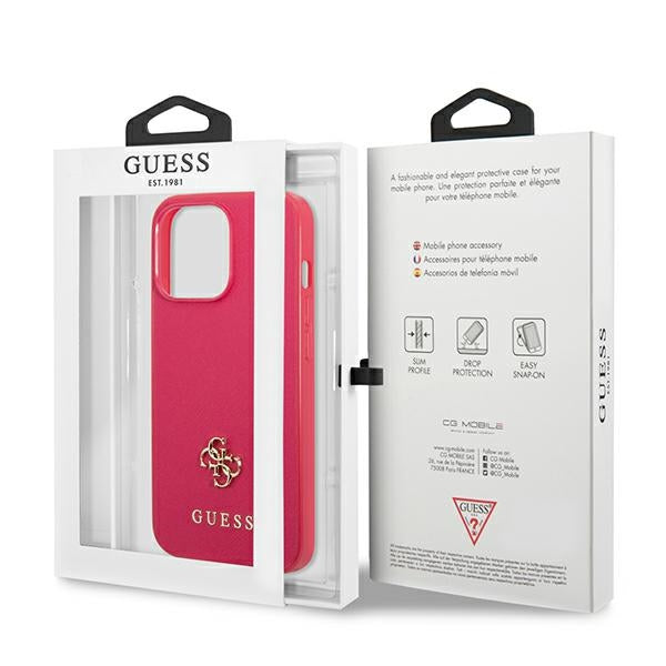 Guess Saffiano 4G dėklas iPhone 13 Pro/13 – rožinis