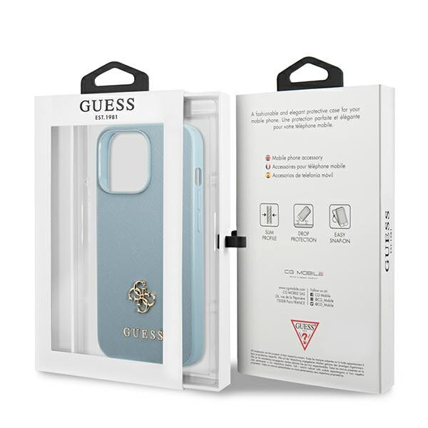 Guess Saffiano 4G dėklas iPhone 13 Pro Max – mėlynas