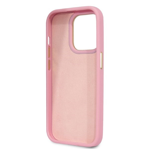 Guess Croco Collection dėklas iPhone 14 Pro – rožinis