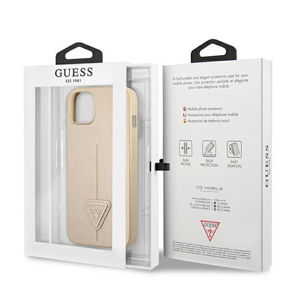 Guess hardcase dėklas iPhone 14 Plus – smėlinis