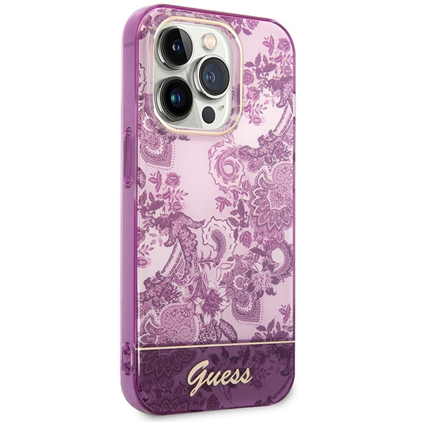 Guess Porcelain dėklas iPhone 14 Pro Max – fuksija