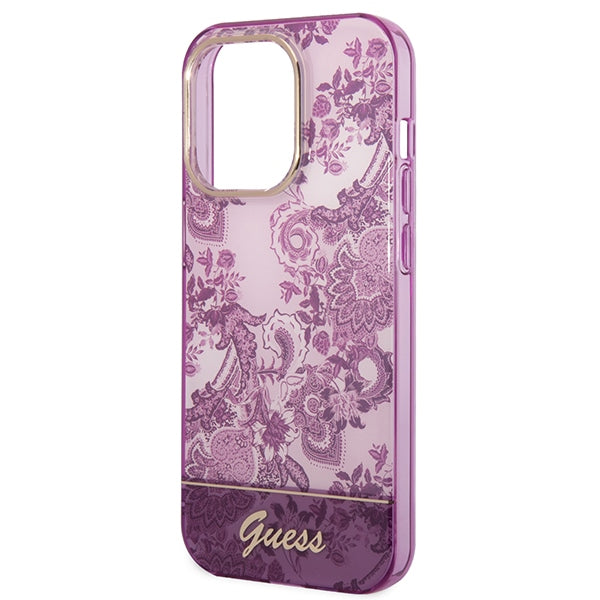 Guess Porcelain dėklas iPhone 14 Pro Max – fuksija