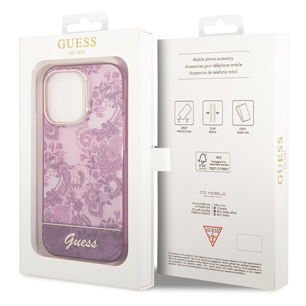 Guess Porcelain dėklas iPhone 14 Pro Max – fuksija