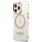Guess Metal Outline MagSafe dėklas iPhone 13/13 Pro – rožinis