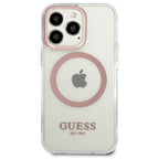 Guess Metal Outline MagSafe dėklas iPhone 13/13 Pro – rožinis