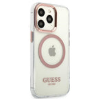Guess Metal Outline MagSafe dėklas iPhone 13/13 Pro – rožinis