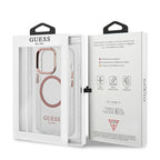 Guess Metal Outline MagSafe dėklas iPhone 13/13 Pro – rožinis