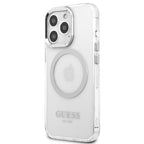Guess Metal Outline MagSafe dėklas iPhone 13/13 Pro – sidabrinis