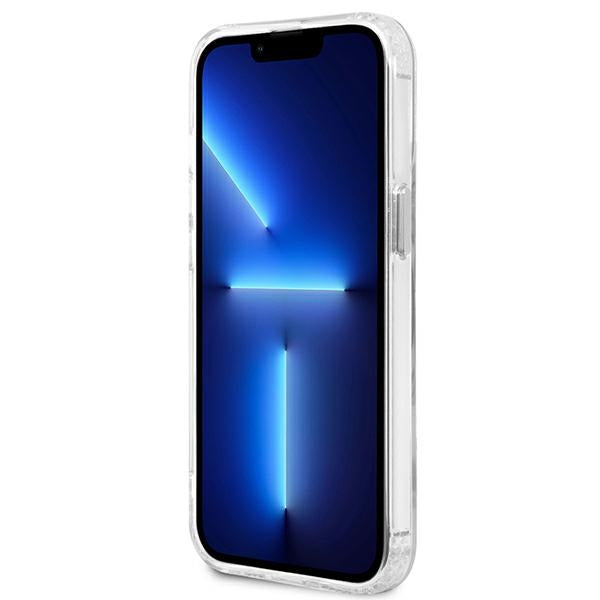 Guess Metal Outline MagSafe dėklas iPhone 13/13 Pro – sidabrinis