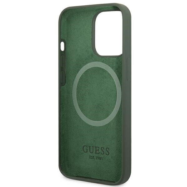 Guess MagSafe silikoninis dėklas iPhone 13/13 Pro – žalias
