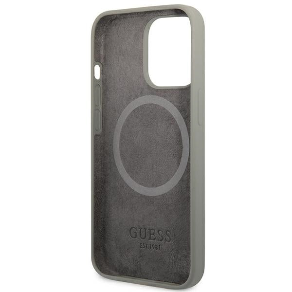 Guess MagSafe silikoninis dėklas iPhone 13/13 Pro – pilkas