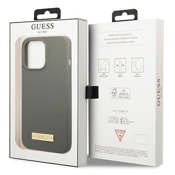 Guess MagSafe silikoninis dėklas iPhone 13/13 Pro – pilkas