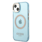 Guess Gold Outline Translucent MagSafe dėklas iPhone 13 – mėlynas -- iPhone 13