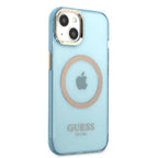 Guess Gold Outline Translucent MagSafe dėklas iPhone 13 – mėlynas -- iPhone 13