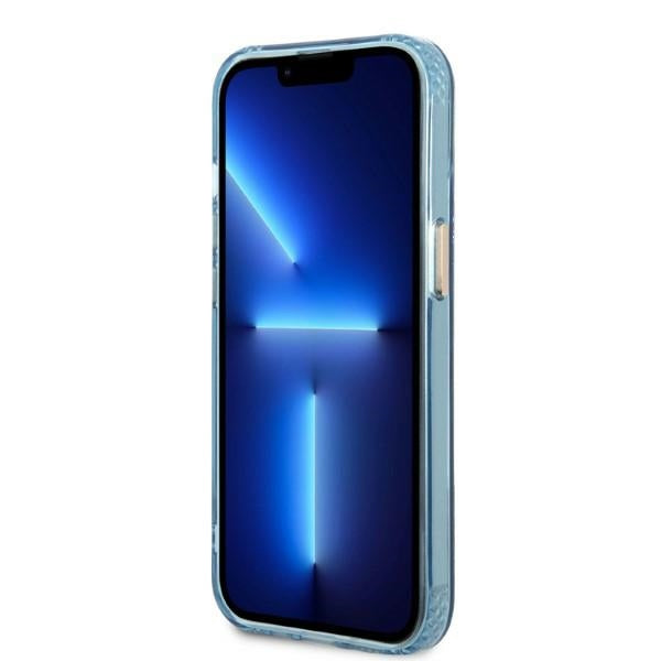 Guess Gold Outline Translucent MagSafe dėklas iPhone 13 – mėlynas -- iPhone 13